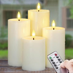 Yeelida set frontal de 4 velas impermeables mostrando el diseño marfil y su ambiente