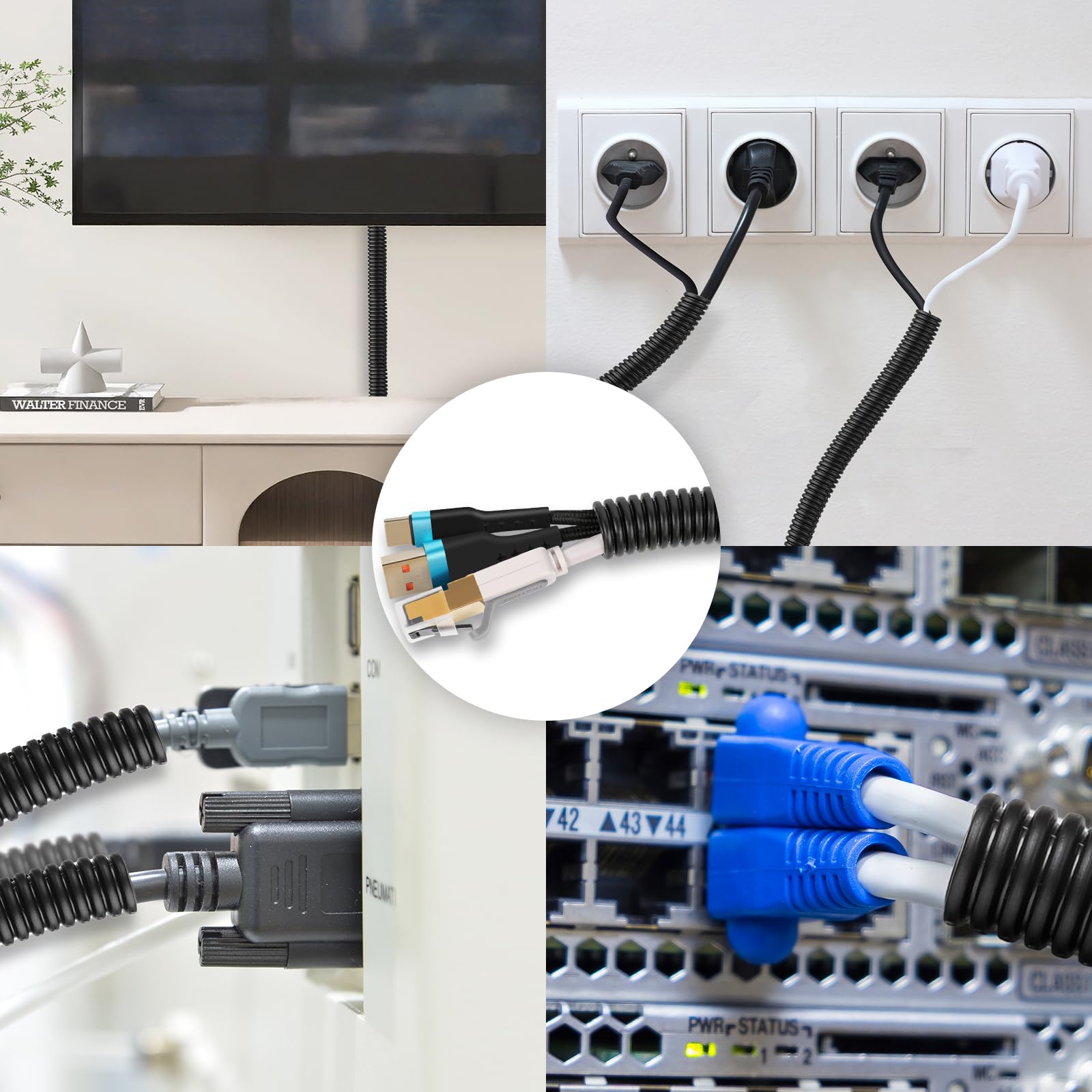 YesBes escena de oficina con tubo ocultando cables para aspecto profesional