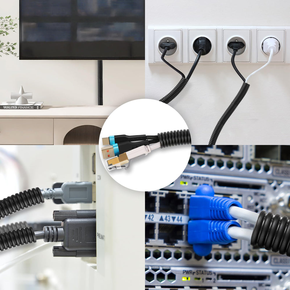 YesBes escena de oficina con tubo ocultando cables para aspecto profesional