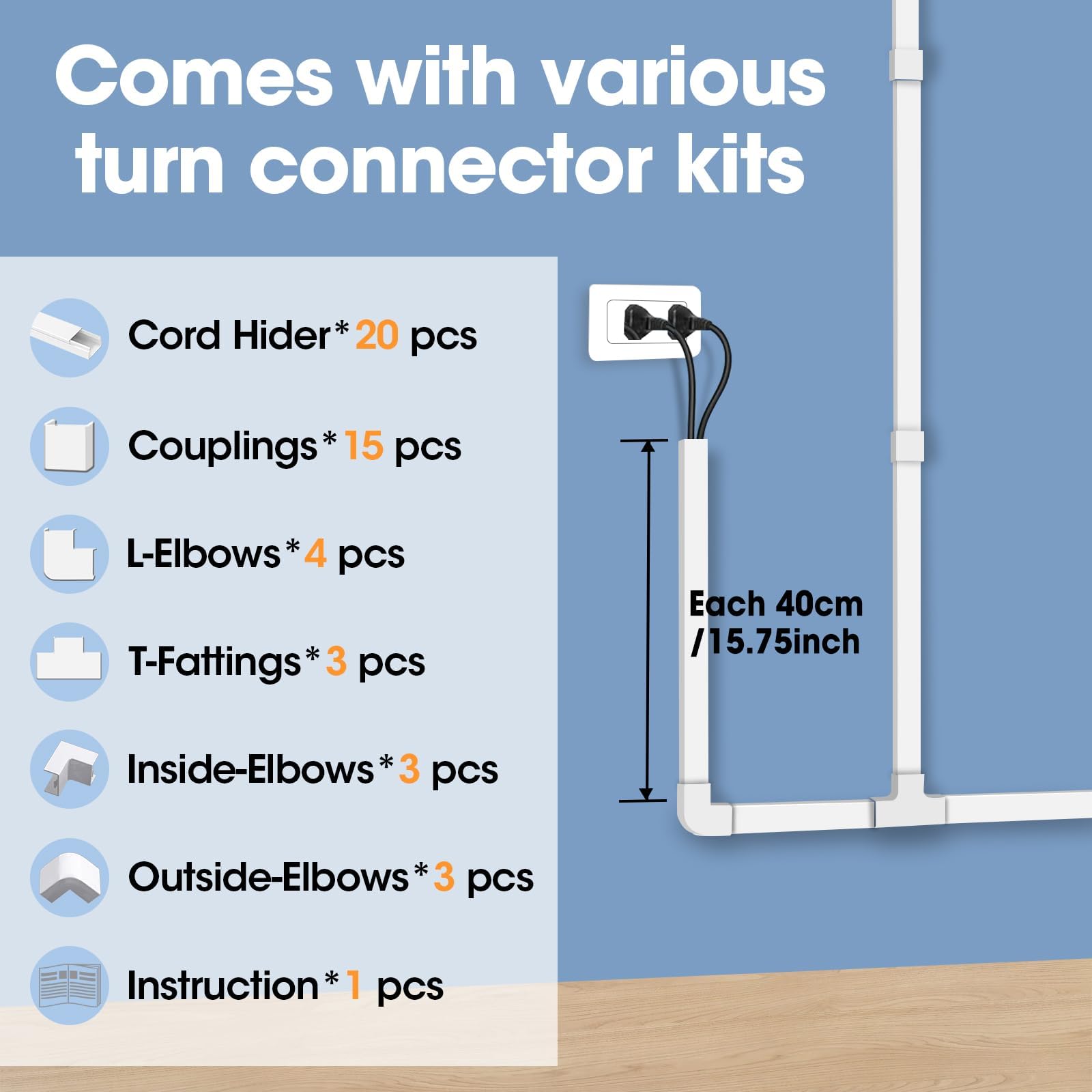 YesBes canaleta instalada detrás de televisor montado, ocultando cables y mejorando orden