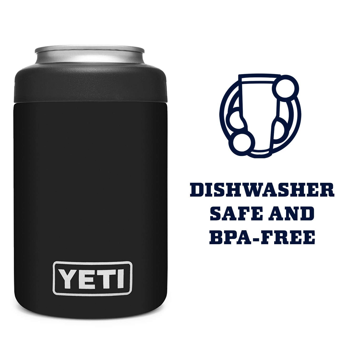 YETI Colster con lata estándar en uso mantiene bebida muy fría