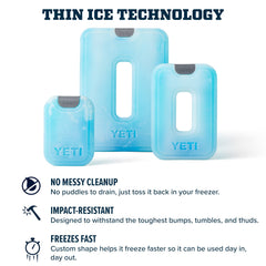 YETI ICE Sheet comparación de tamaño mostrando perfil hasta 50% más delgado