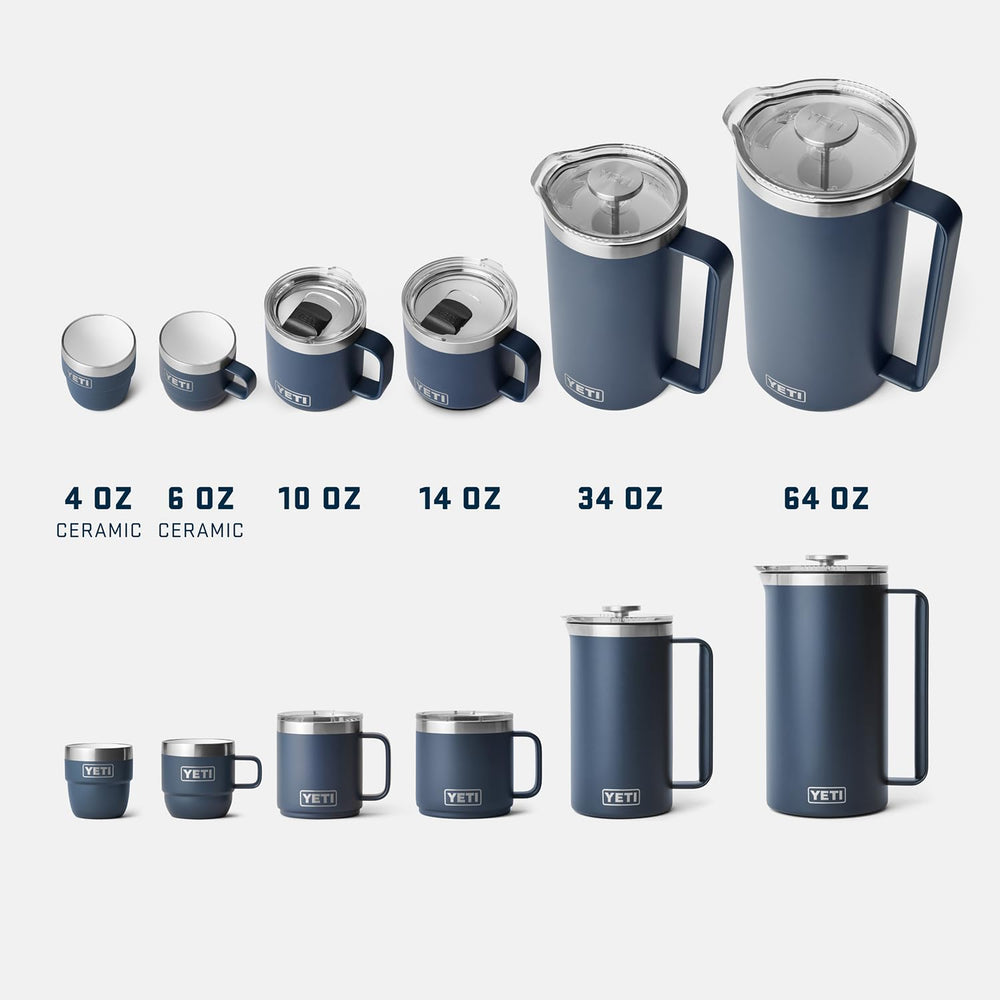 YETI Rambler acabado Navy textura resistente y estética