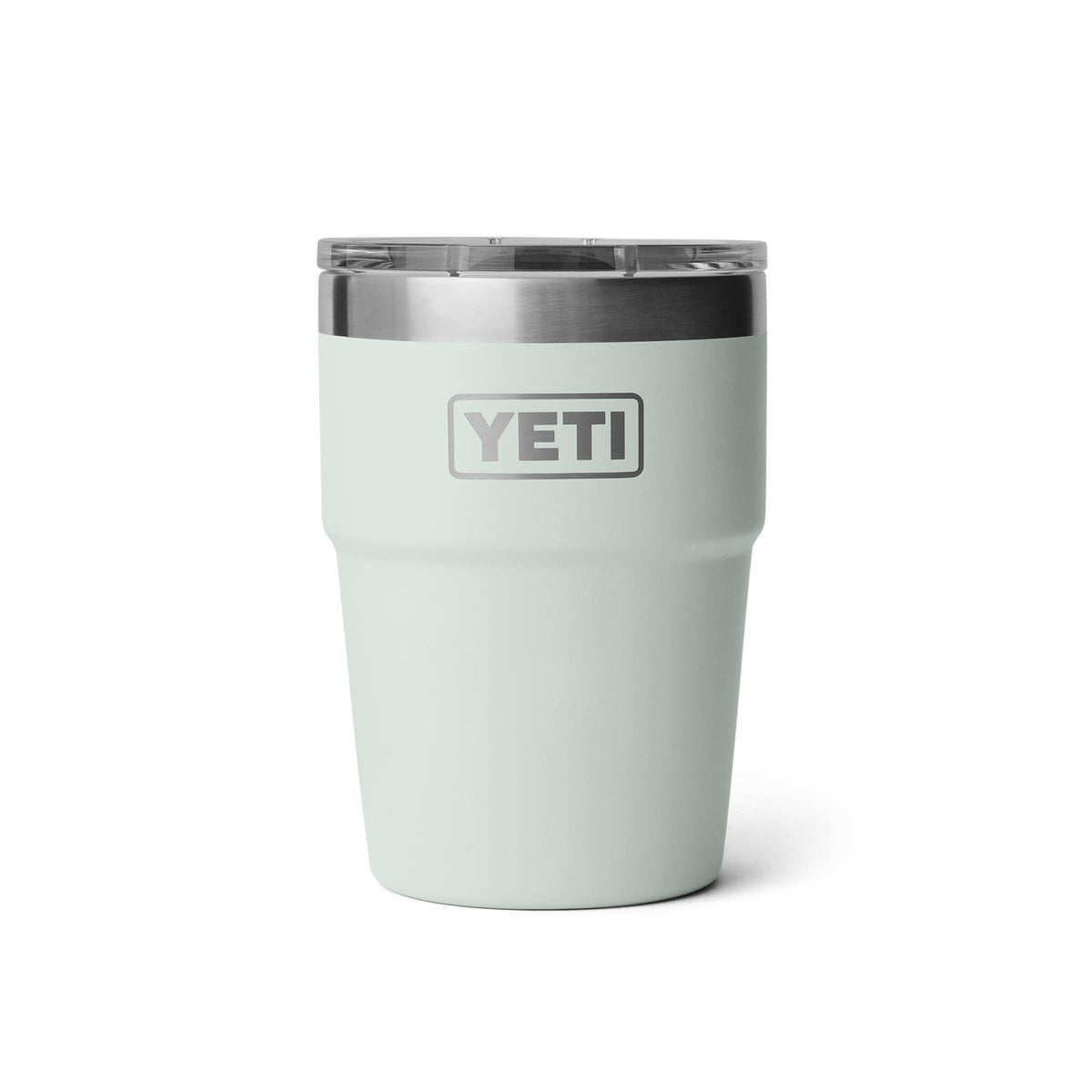 YETI Rambler 16 oz vista frontal mostrando diseño apilable y robustez