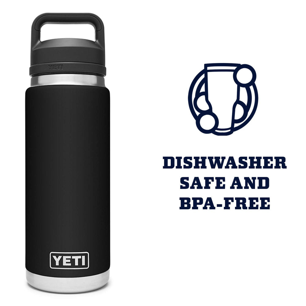 YETI Rambler junto a regla mostrando dimensiones y compatibilidad con portavasos