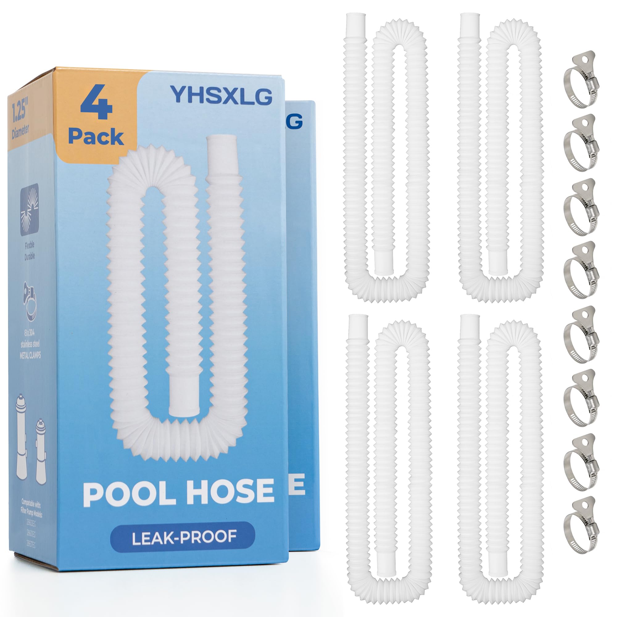 YHSXLG manguera junto a cinta métrica, confirma 1.25" x 50"