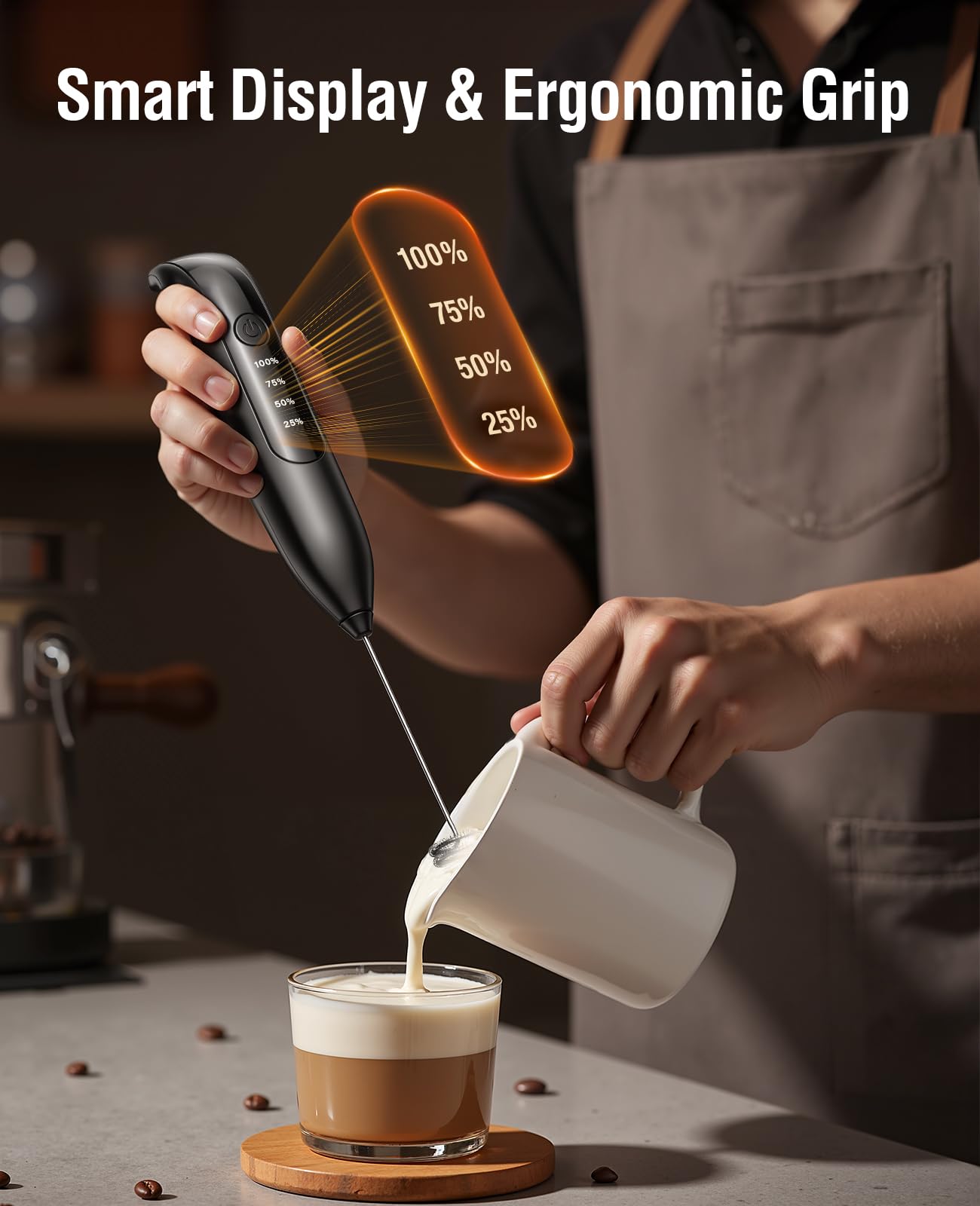 yidianideals spring whisk detail producing silky microfoam for cafe-style drinks