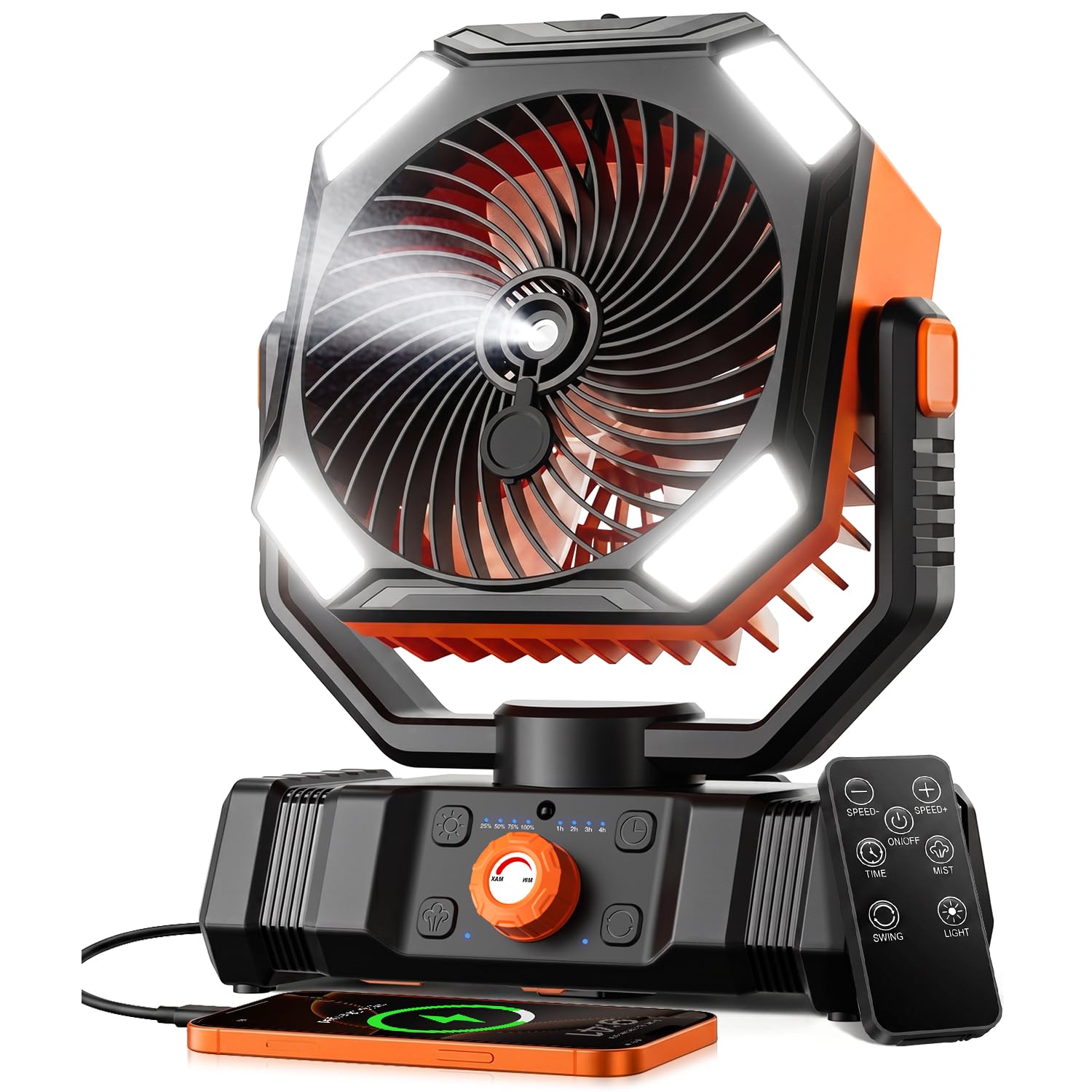 Yinenio front view showing fan and mist output for portable cooling