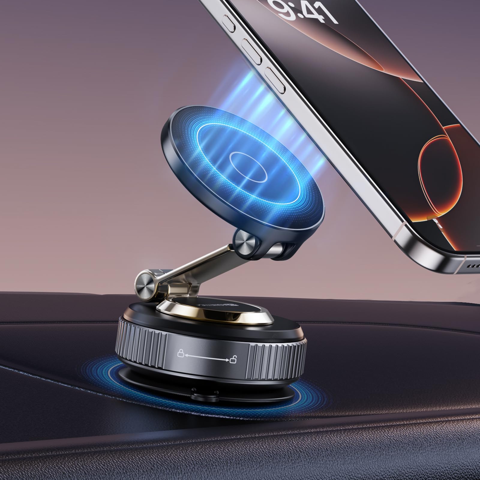 YLBV installed on dashboard lifestyle shot showing stable hands‑free driving benefit