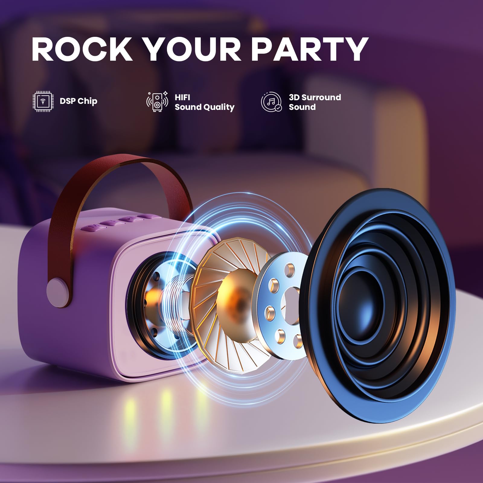 YLL primer plano del altavoz mostrando calidad y robustez