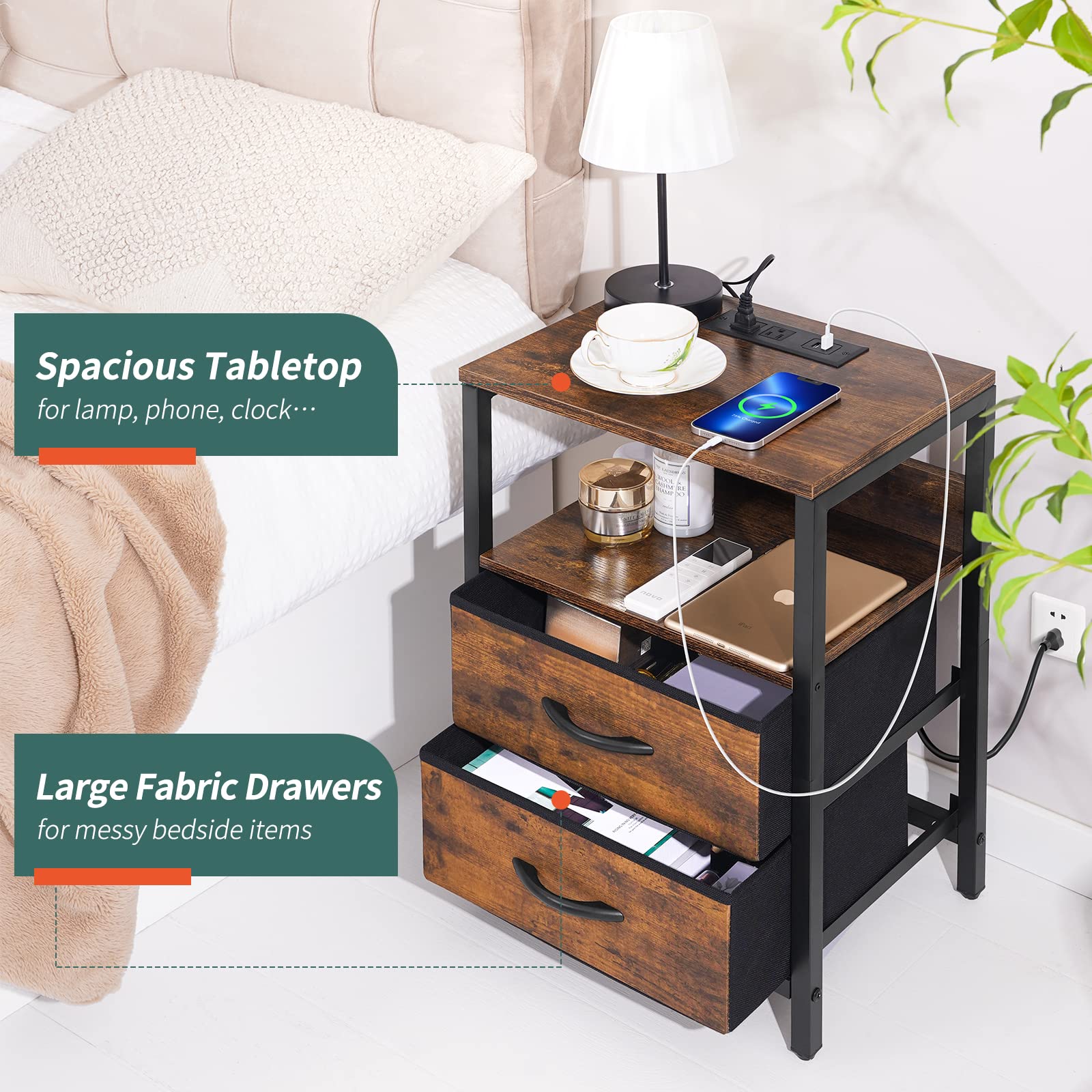 Yoobure comparación de tamaño junto a cama, diseño compacto para espacios pequeños