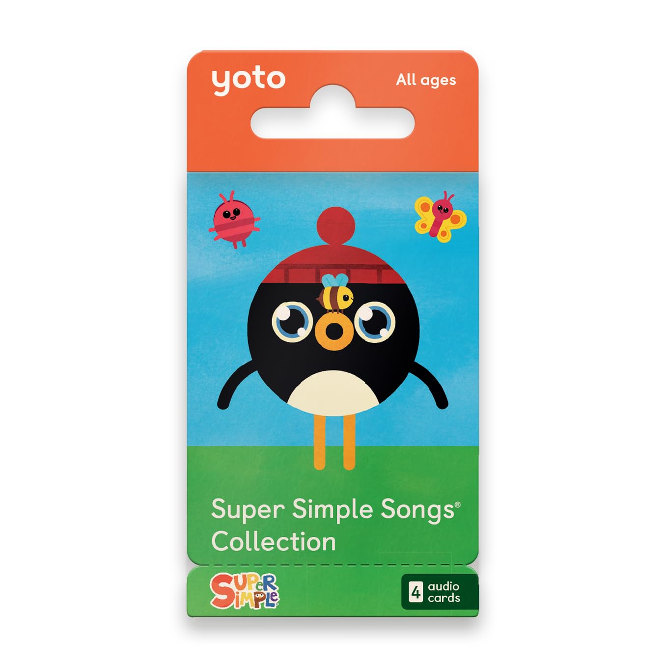 Yoto tarjetas Super Simple Songs en blister mostrando paquete y beneficio educativo