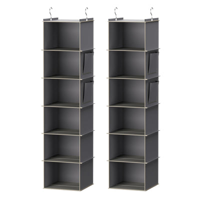 YOUDENOVA front view of two grey hanging organizers showing compact storage benefit