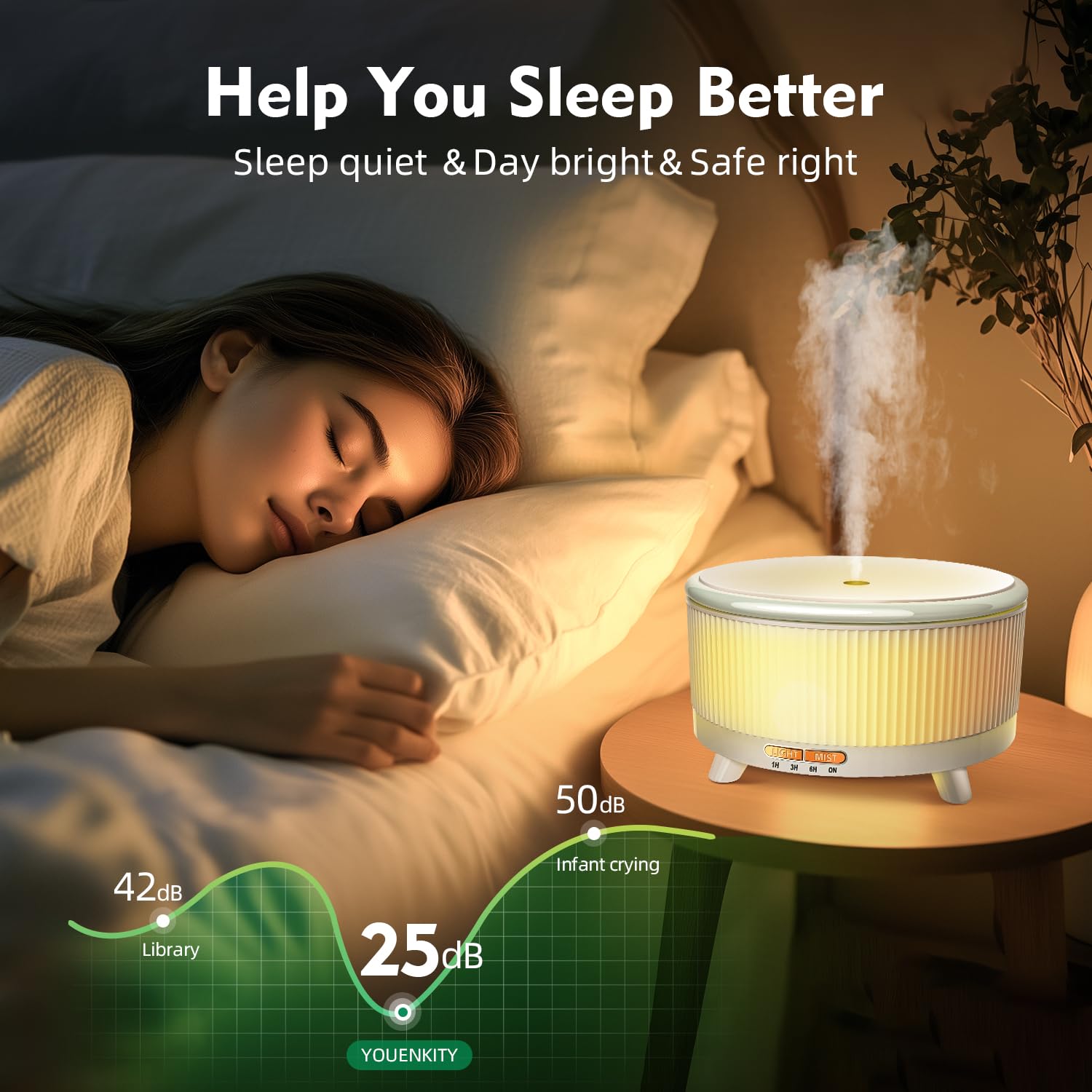 YOUENKITY difusor en uso en sala creando ambiente relajante y aroma continuo