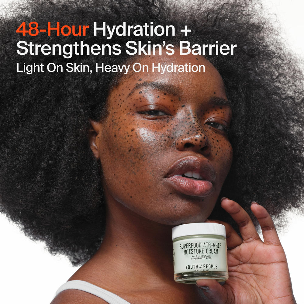 Youth To The People open jar showing whipped texture and quick-absorbing hydration benefit