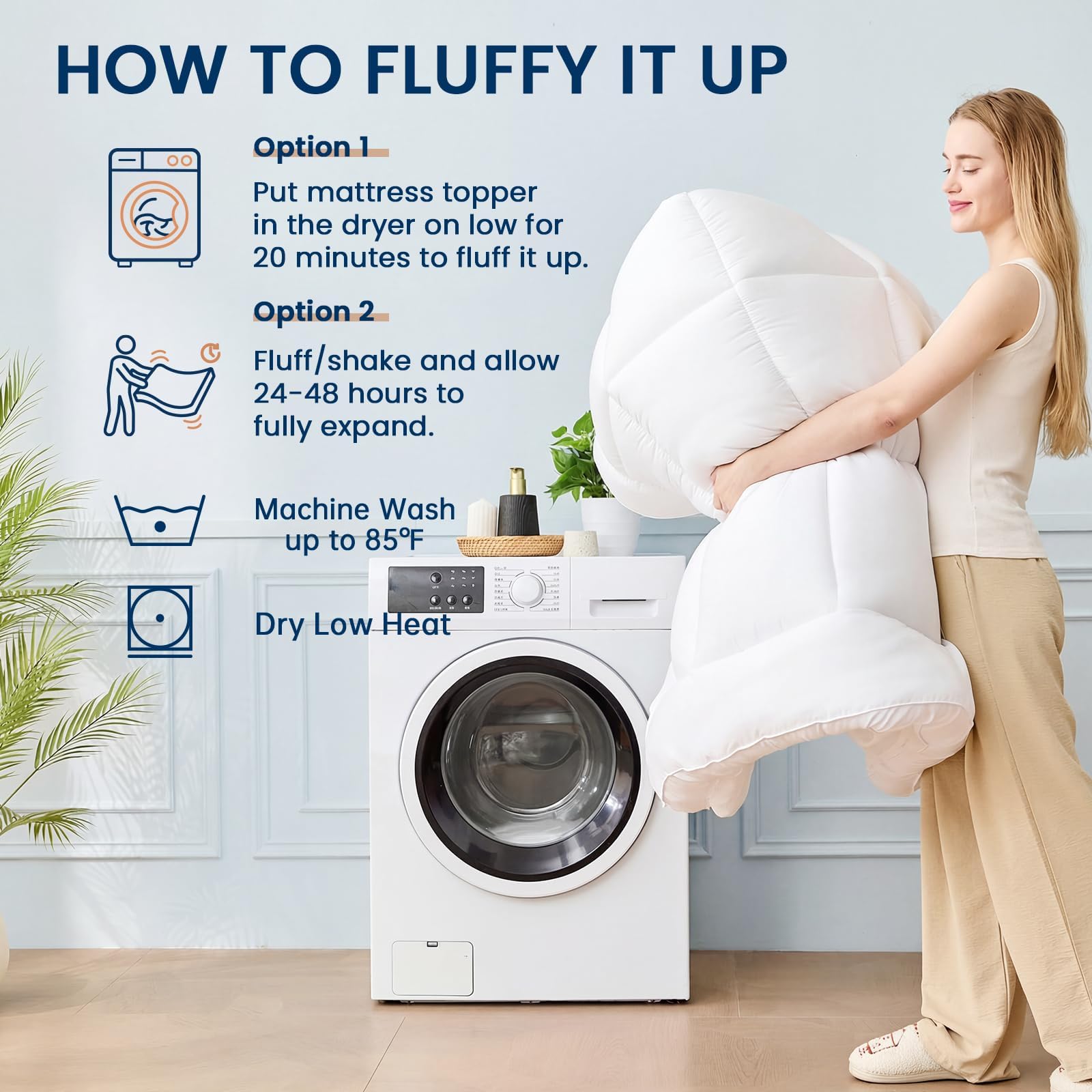 YUGYVOB machine washable care label for easy home laundering
