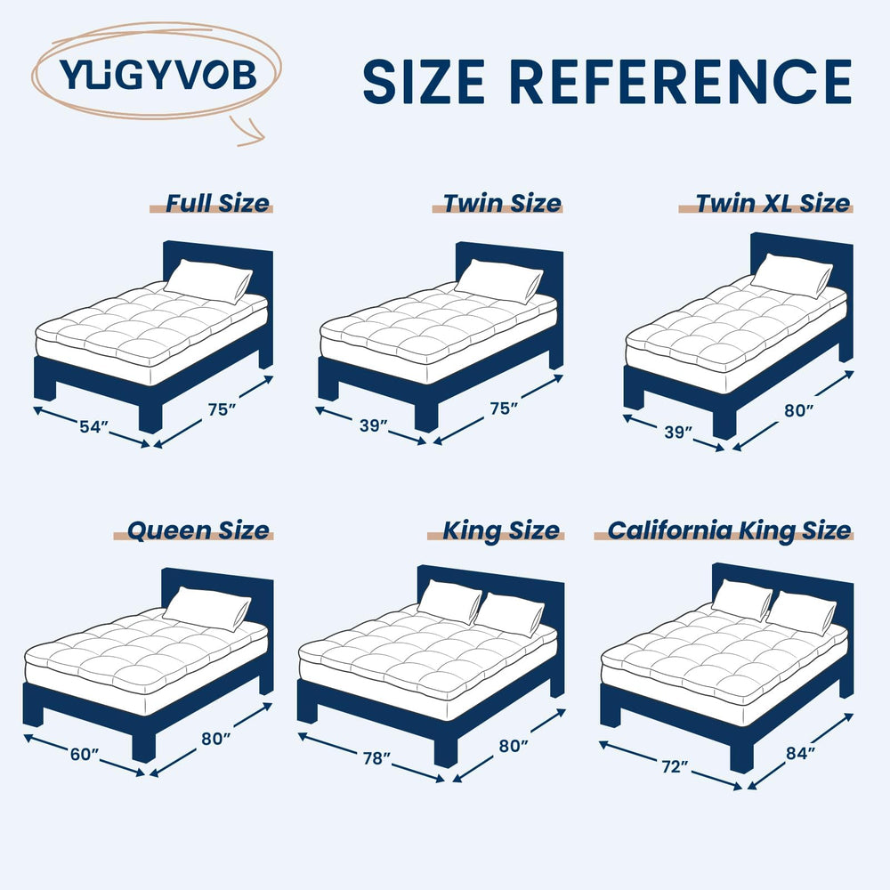 YUGYVOB scale comparison mattress illustrating fit on standard full bed