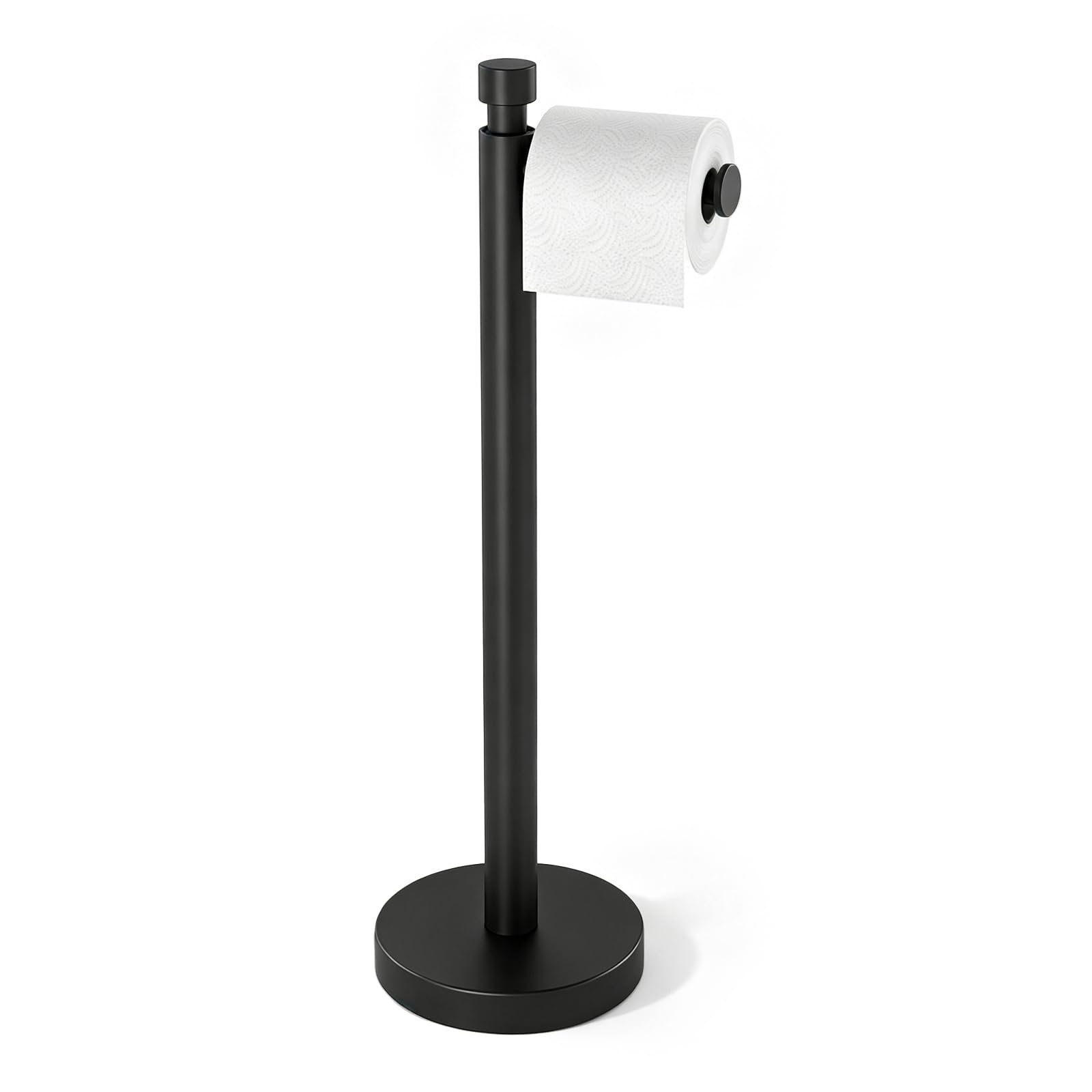 YUMORE vista frontal del portarrollos negro mate, estable y elegante