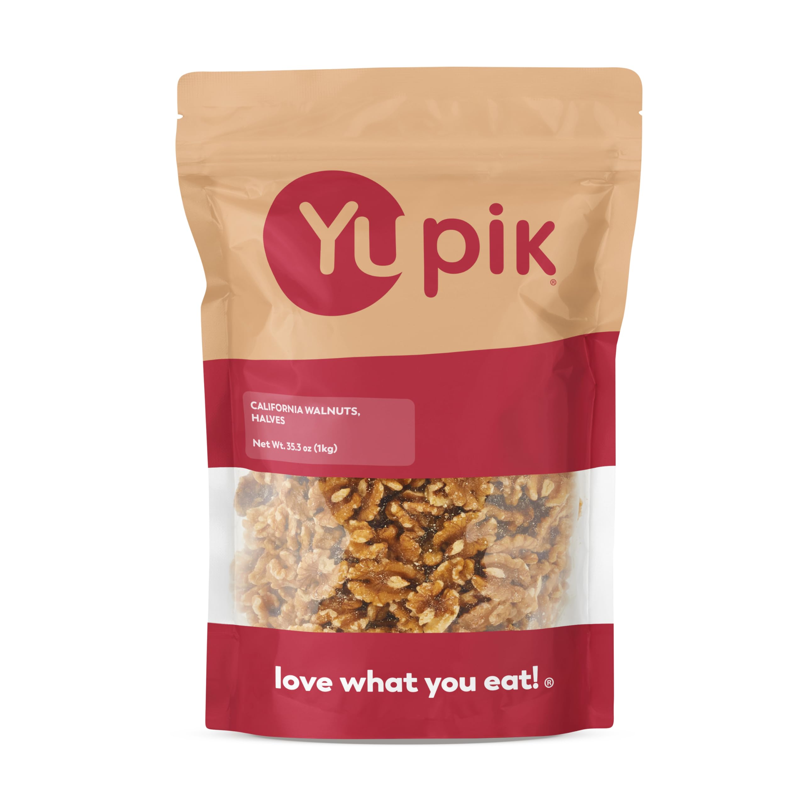 Yupik paquete frontal de nueces de California, muestra tamaño y presentación