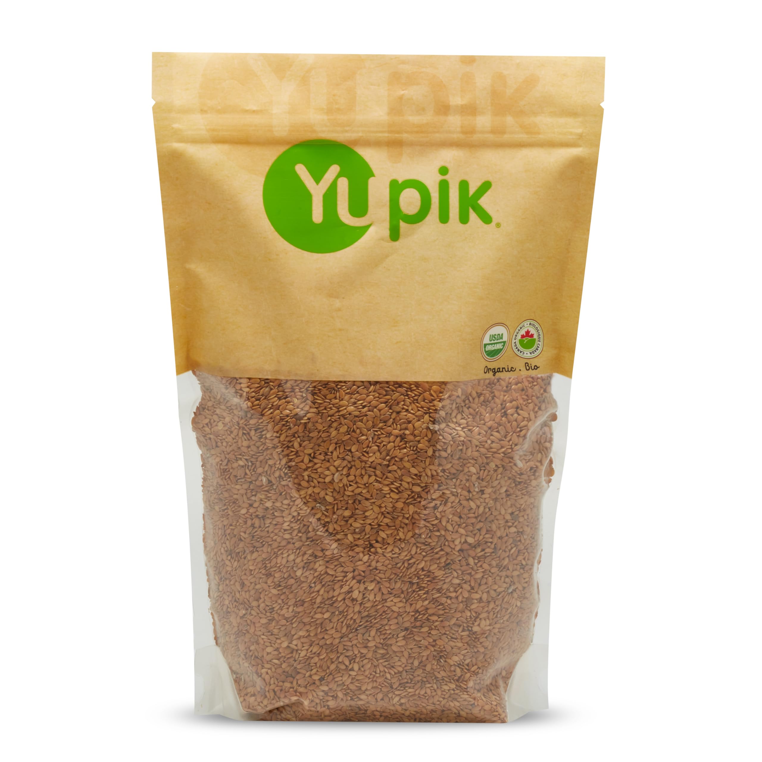 Yupik paquete frontal mostrando semillas orgánicas y beneficios nutricionales