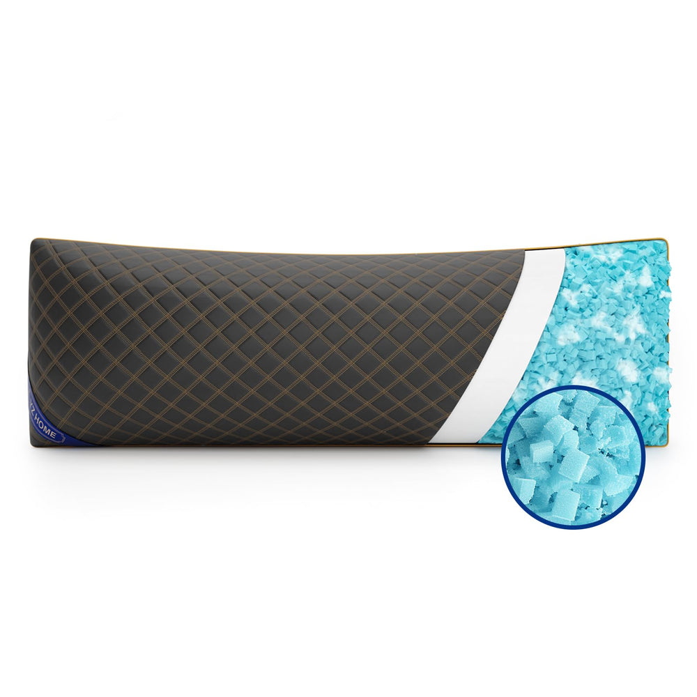 YZ HOME almohada corporal frontal mostrando forma larga y color gris para soporte completo