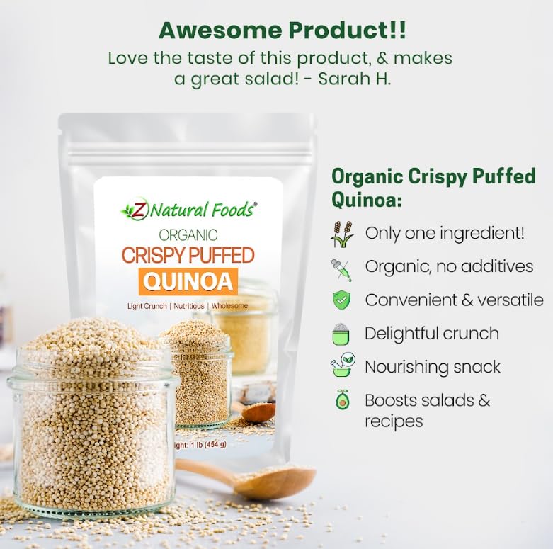 Z Natural Foods cuenco de ensalada con quinoa inflada que añade crujiente nutritivo