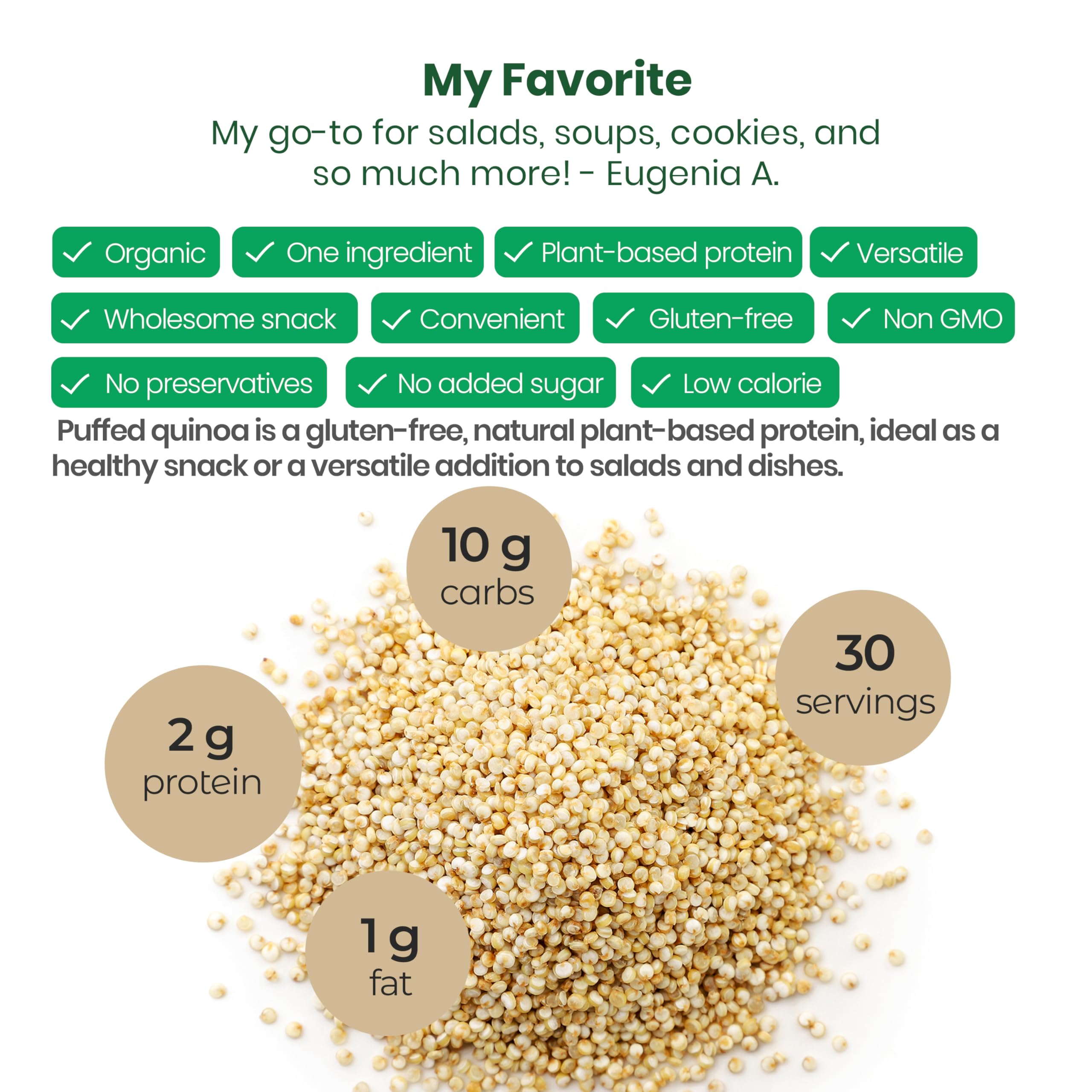 Z Natural Foods topping de quinoa inflada sobre yogur con frutas para desayuno saludable
