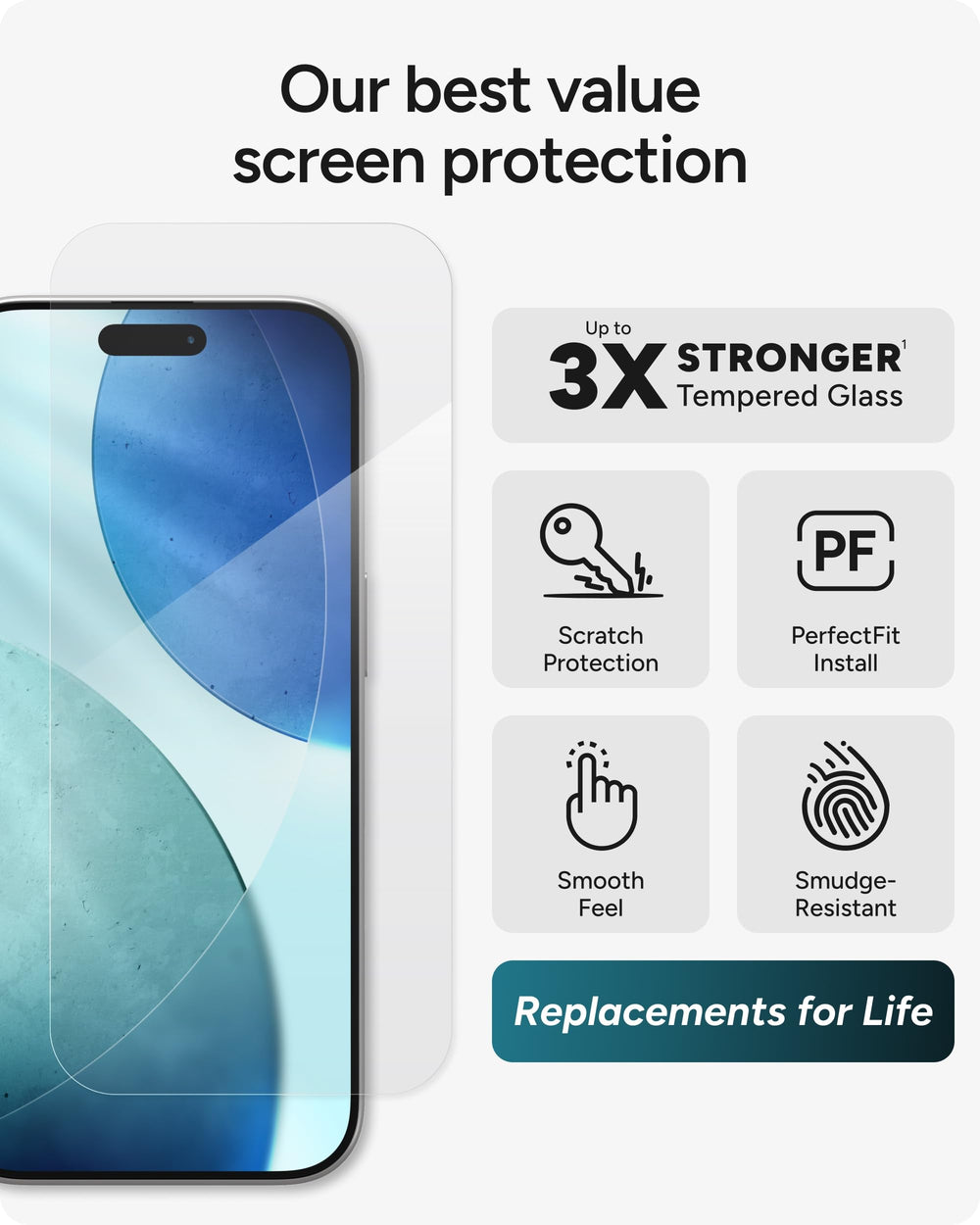 ZAGG detalle de borde del vidrio templado que mejora la protección