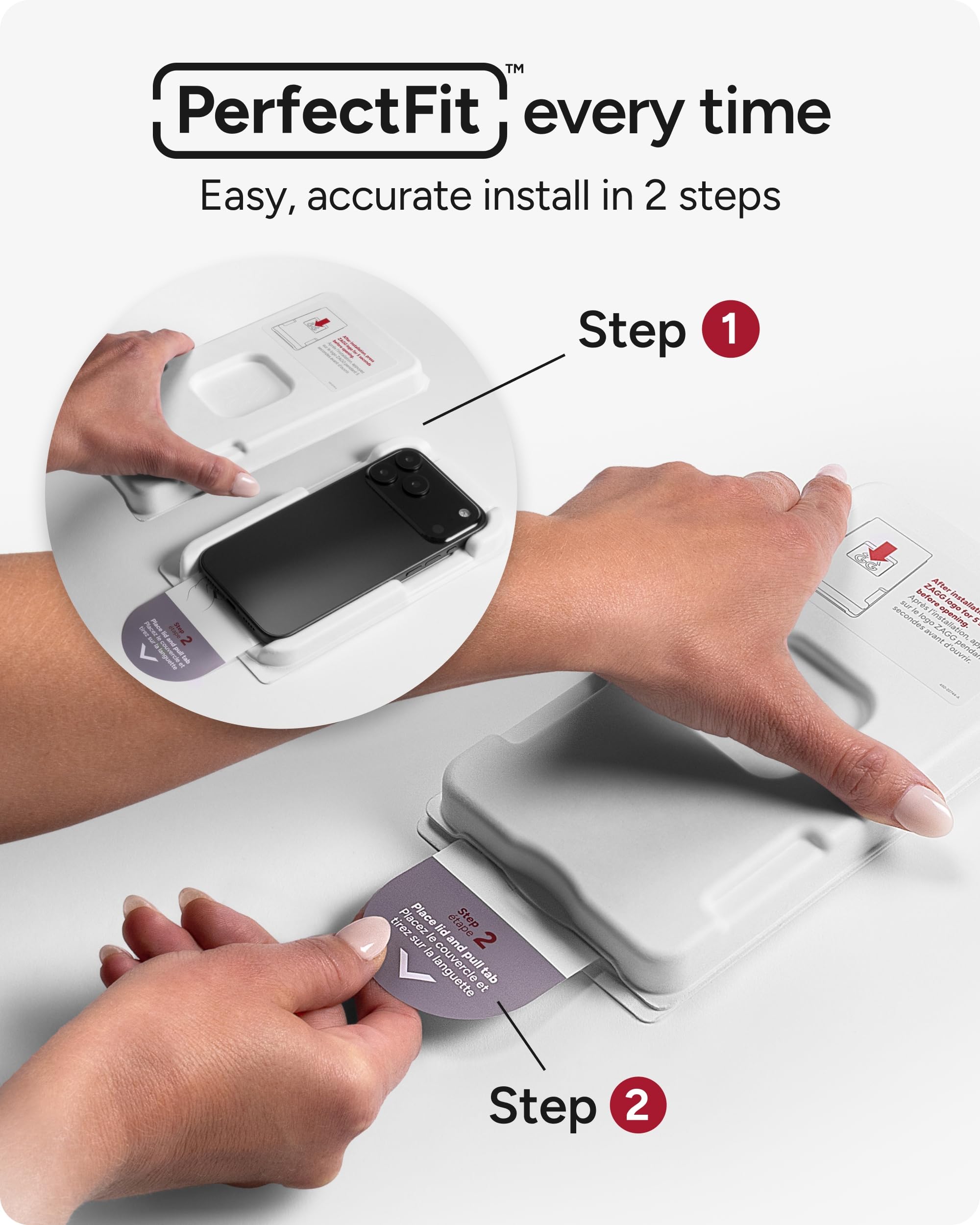 ZAGG PerfectFit installation kit laid out to show easy bubble-free install benefit