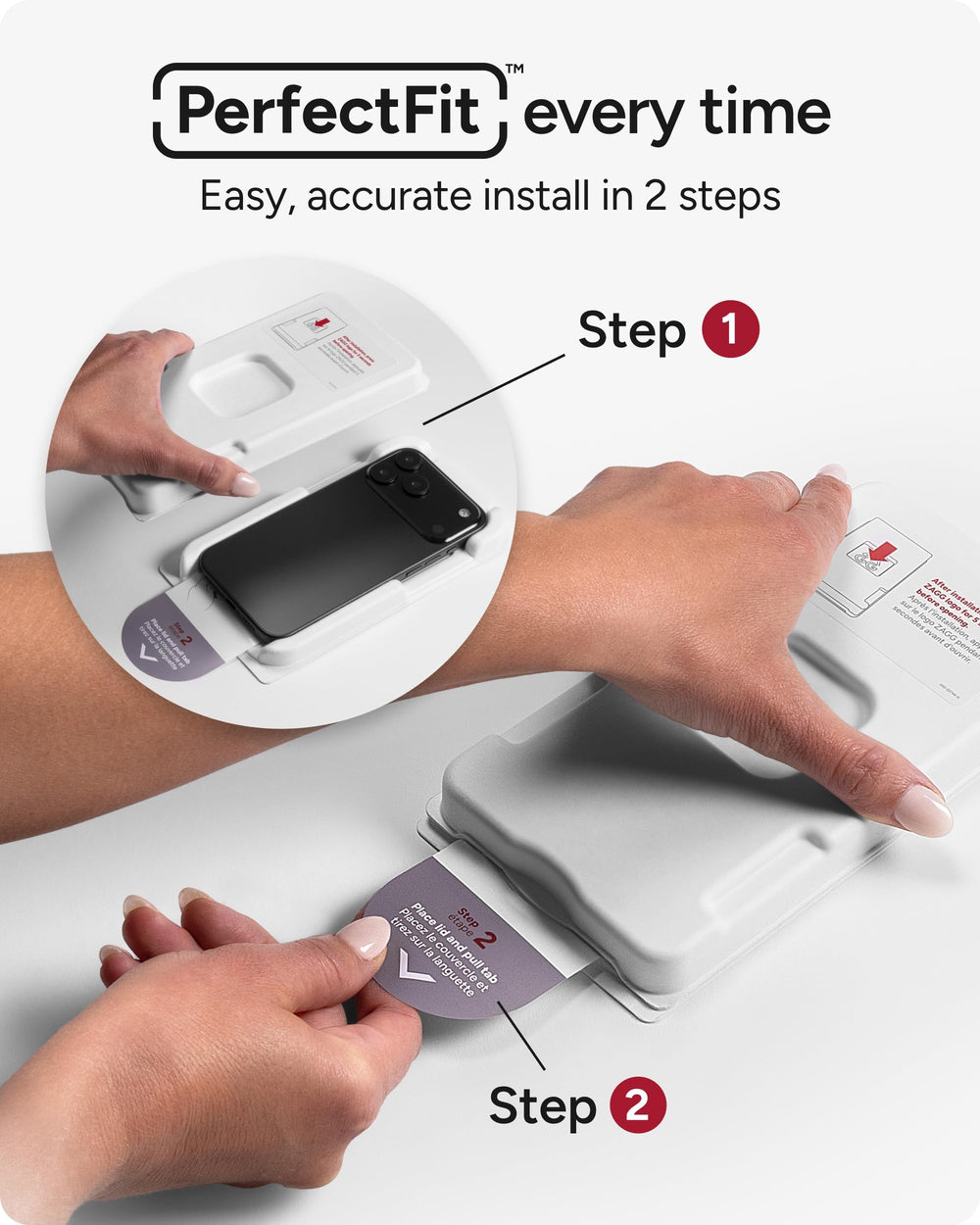 ZAGG PerfectFit installation kit laid out to show easy bubble-free install benefit