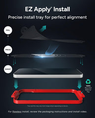 ZAGG protector instalado en iPhone 15 Pro Max demostrando ajuste preciso y claridad de pantalla