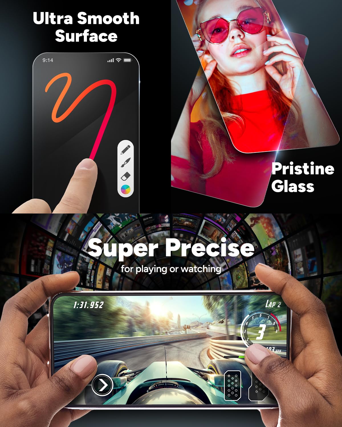 ZAGG textura de la superficie anti-huellas que mantiene la pantalla limpia y sensible al tacto