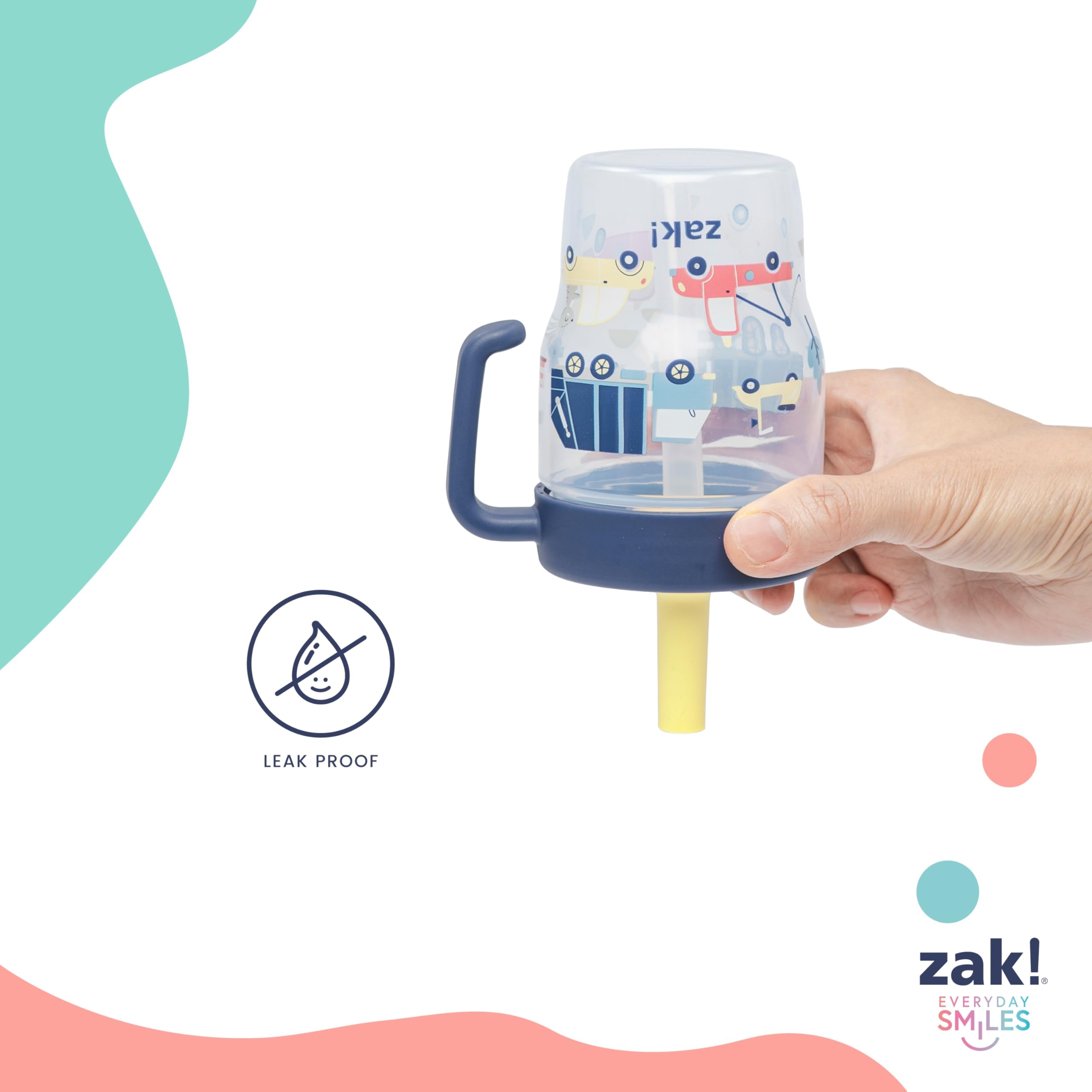 Zak Designs demostración sin fugas tras vuelco, protección contra manchas
