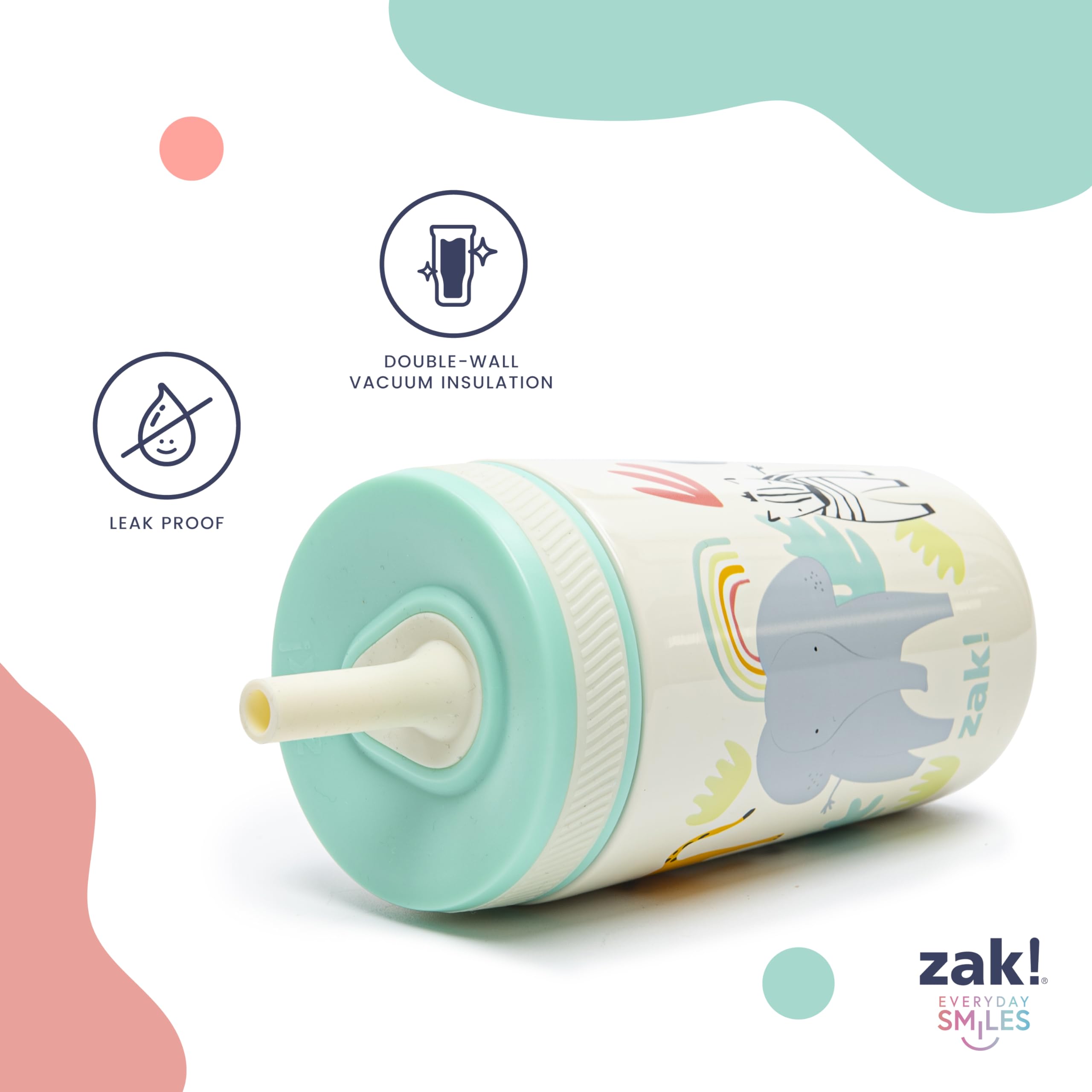 Zak Designs detalle del acero inoxidable 18/8 que conserva bebidas frías