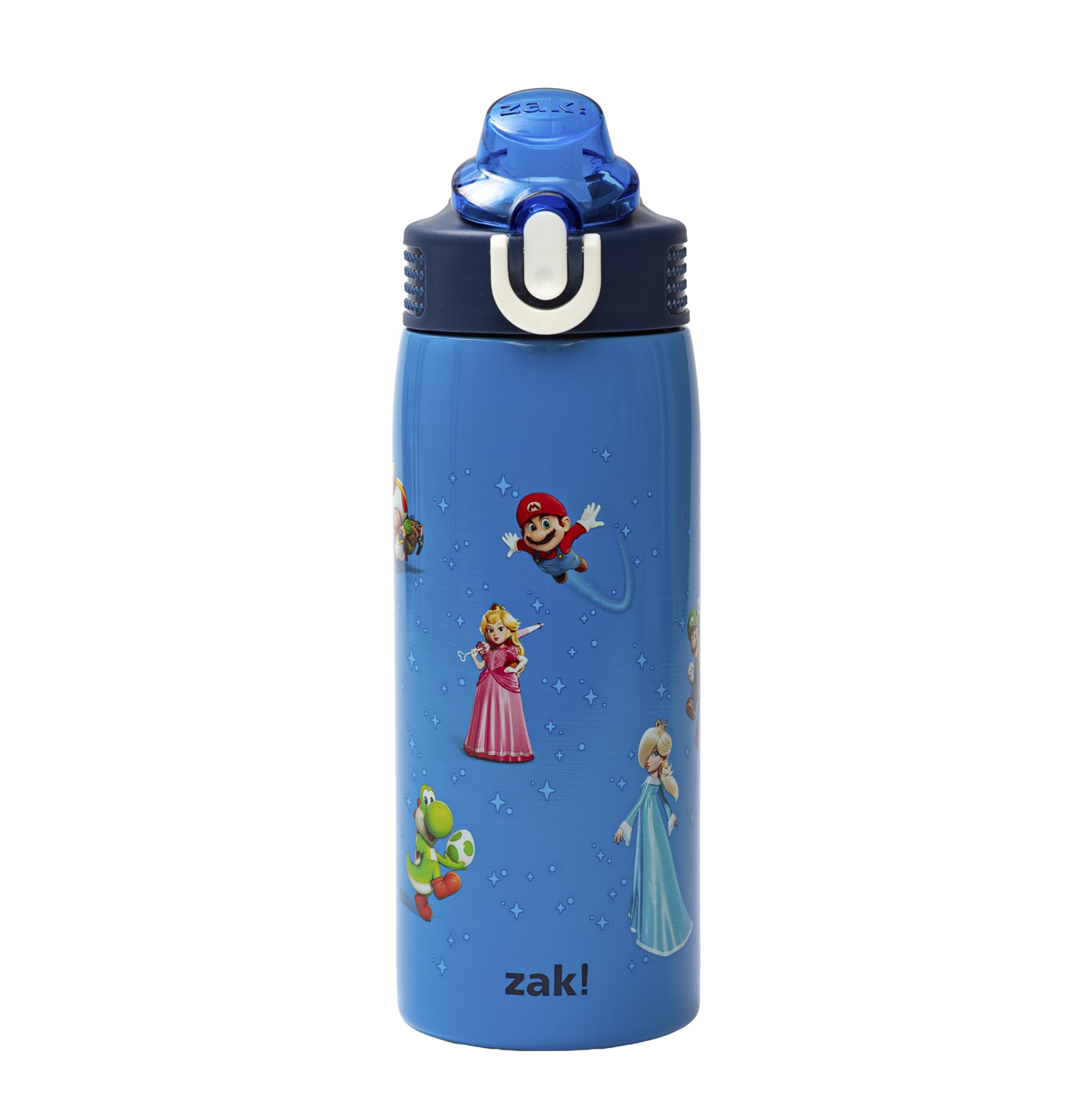 Zak Designs vista frontal de la botella, diseño Super Mario y fácil agarre