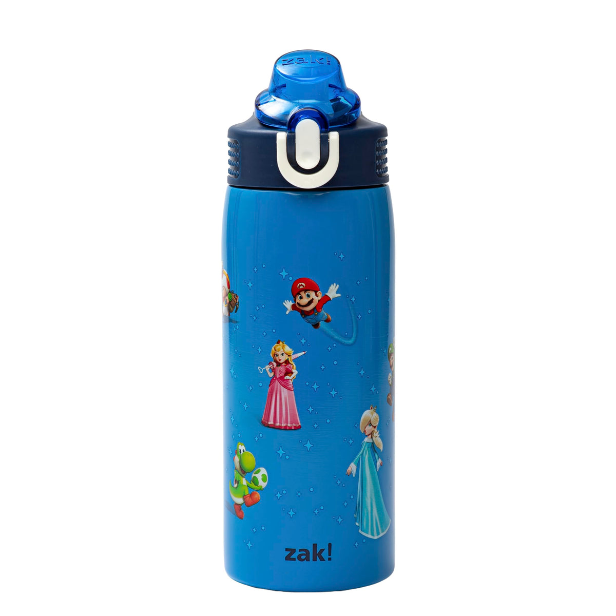 Zak Designs vista frontal de la botella, diseño Super Mario y fácil agarre