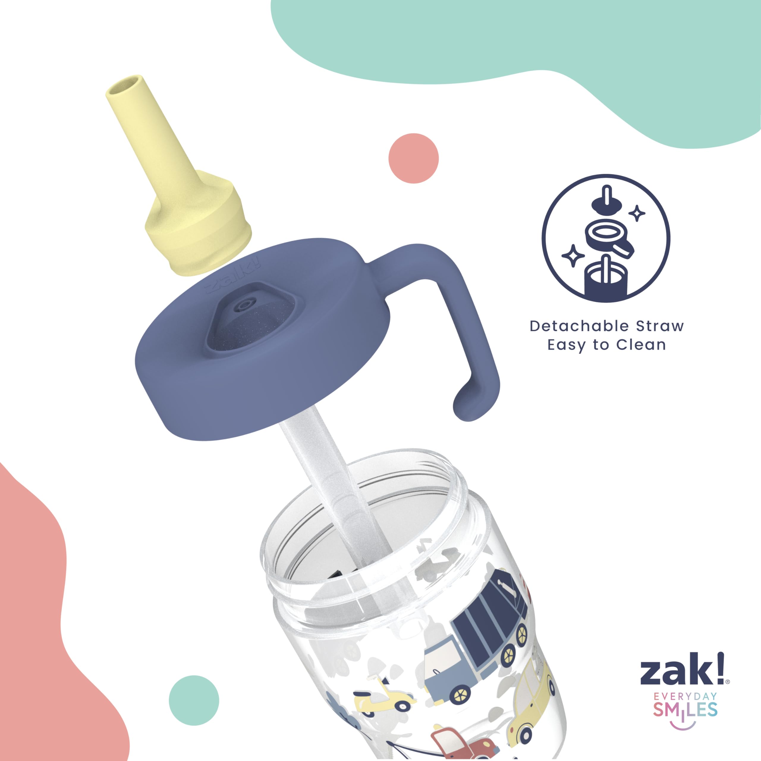 Zak Designs comparación de tamaño con mano, compacto y portátil