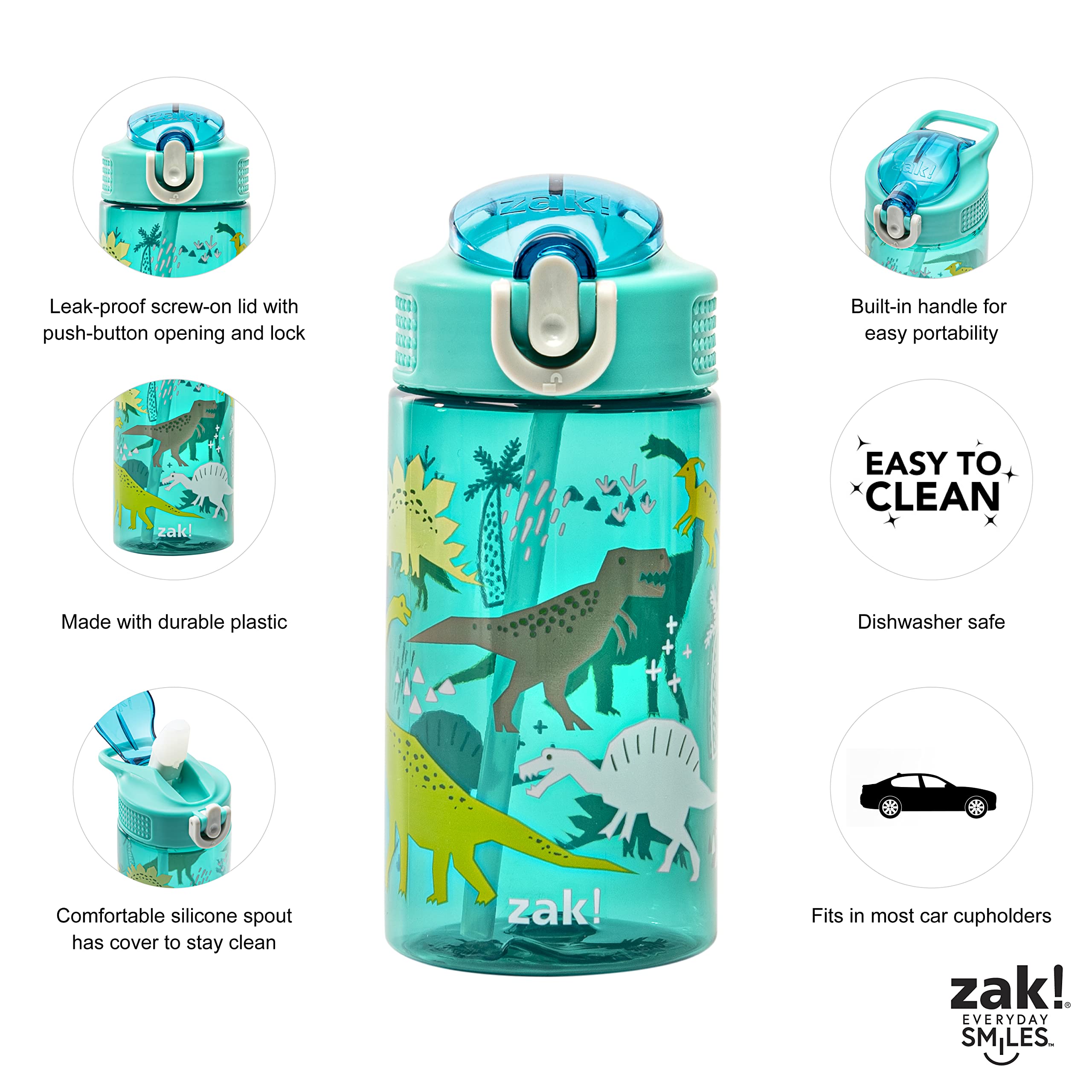 Zak Designs botella guardada en mochila para excursiones prácticas