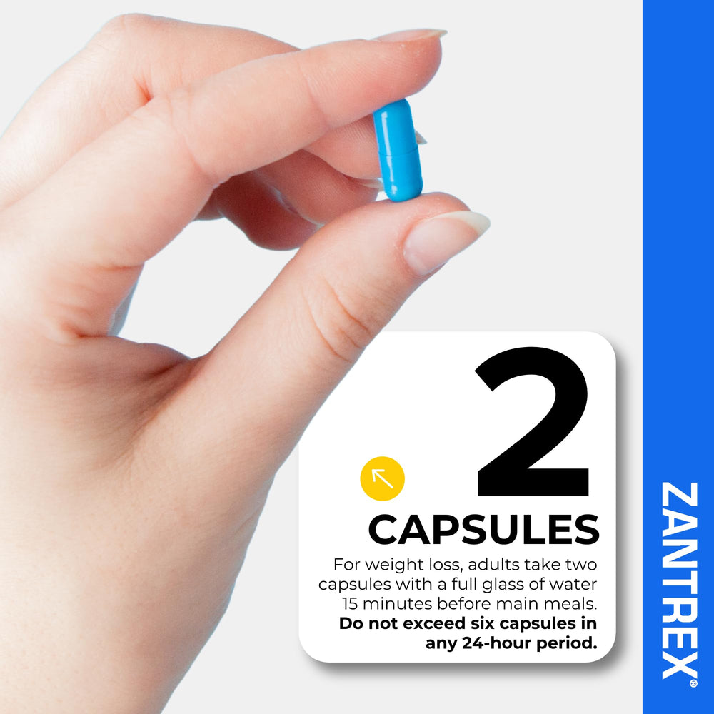 Zantrex caja abierta con cápsulas para iniciar un plan de 60 días