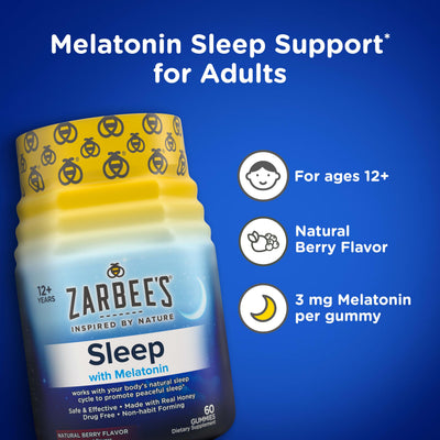 Zarbee's single gummy being chewed for quick, tasty sleep support