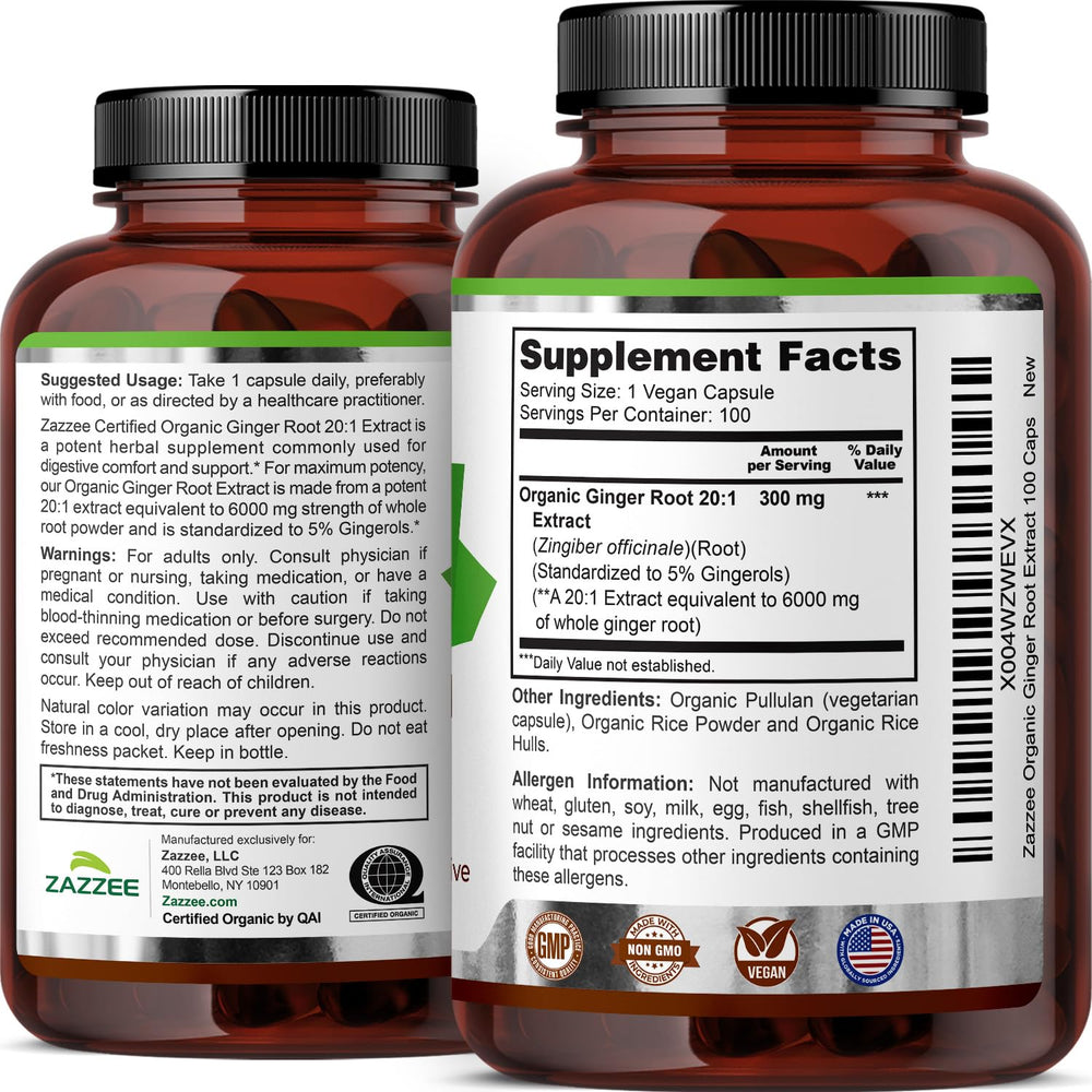 Zazzee empaque lateral mostrando información nutricional y origen