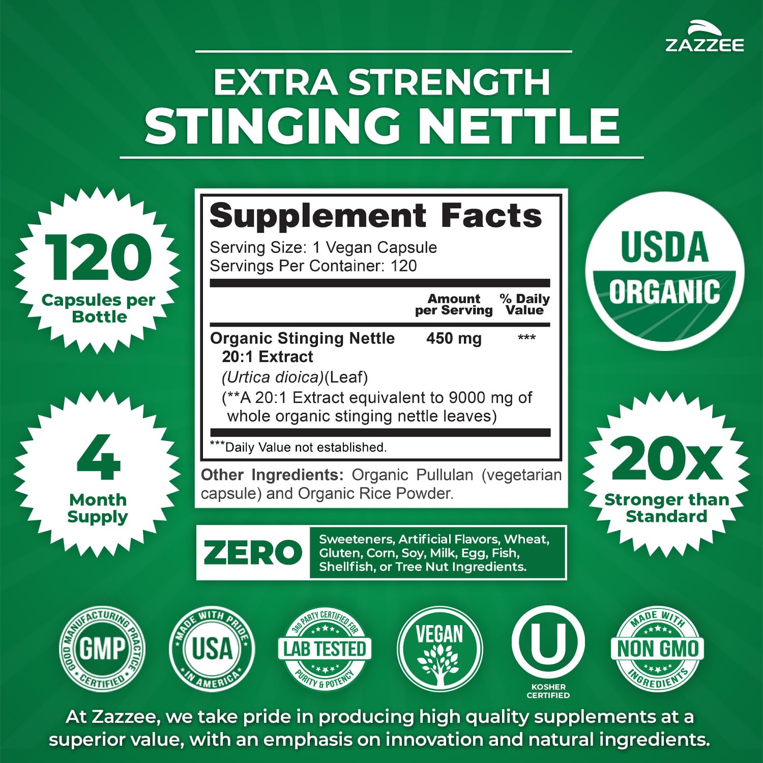 Zazzee etiqueta USDA Organic visible que garantiza origen orgánico y confianza