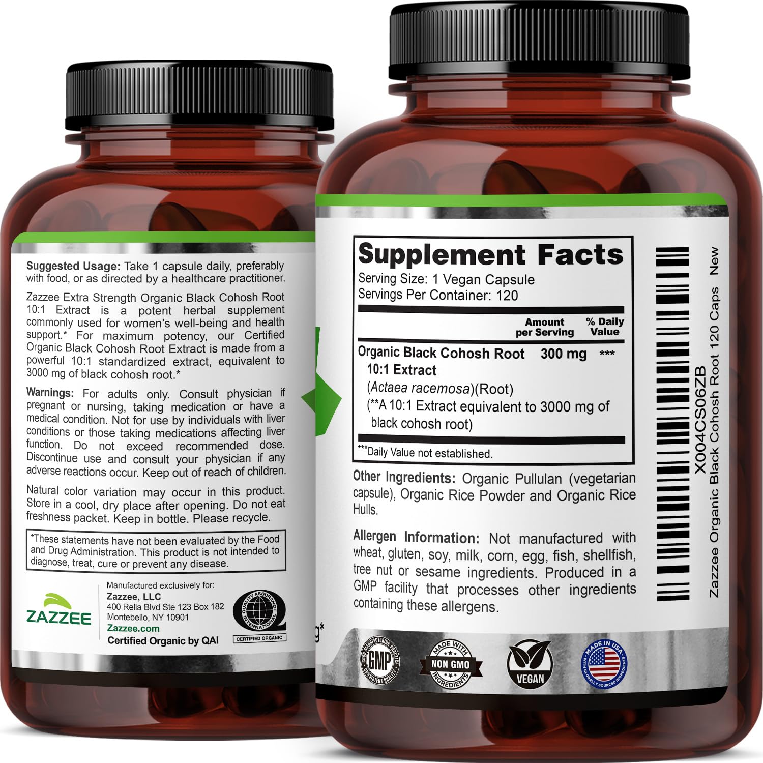 Zazzee información nutricional en etiqueta explicando ingredientes limpios