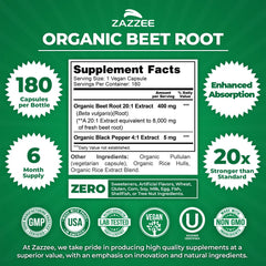 Zazzee ingredients panel showing organic certification and clean ingredient benefit