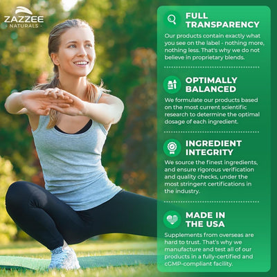 Zazzee manufacturing quality seal emphasizing USA production standards