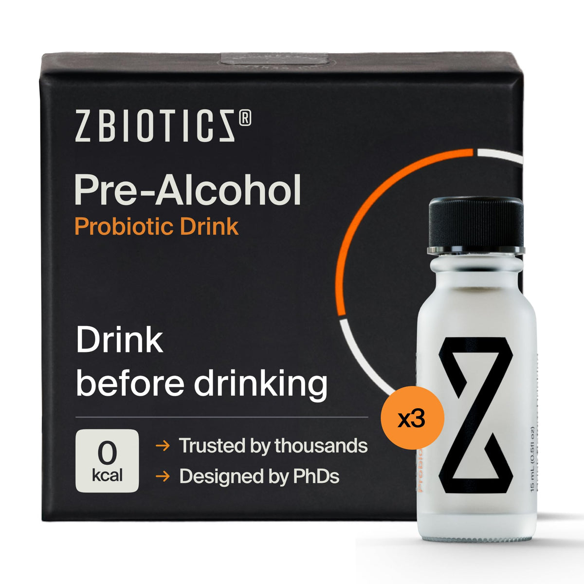 ZBiotics frontal del envase mostrando diseño y tamaño práctico