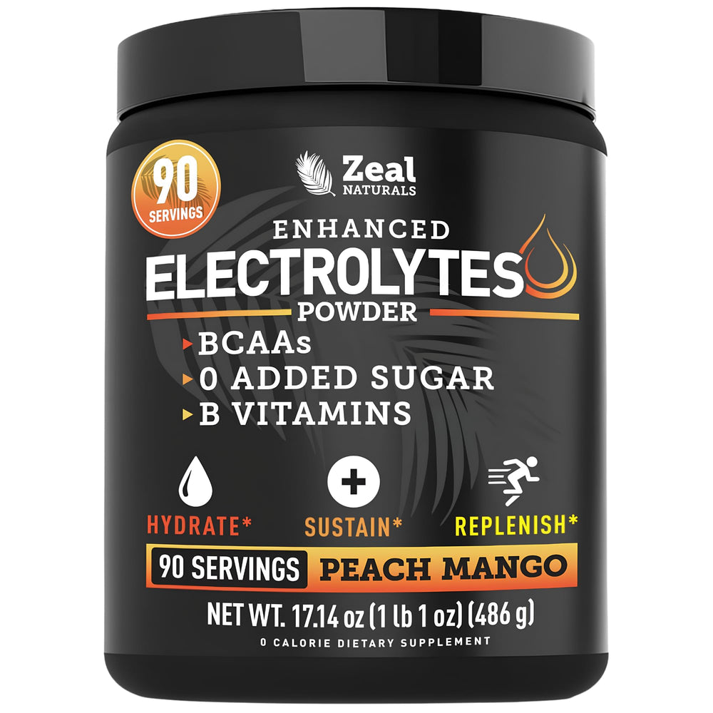 Zeal Naturals front packaging showing Peach Mango benefit of clear ingredient list