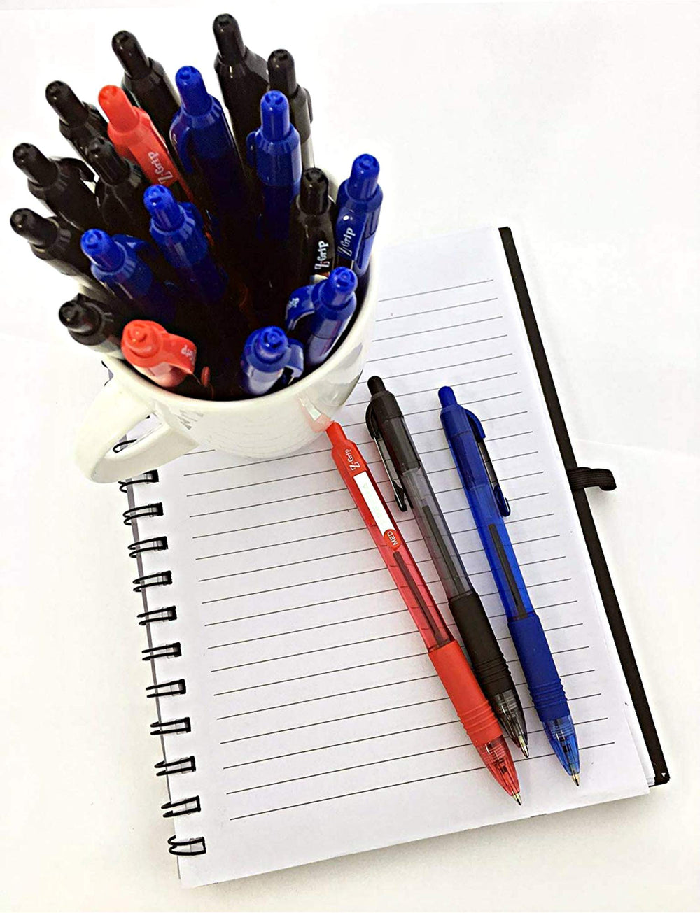 Zebra Pen etiqueta con los colores negro y azul del pack para identificación rápida