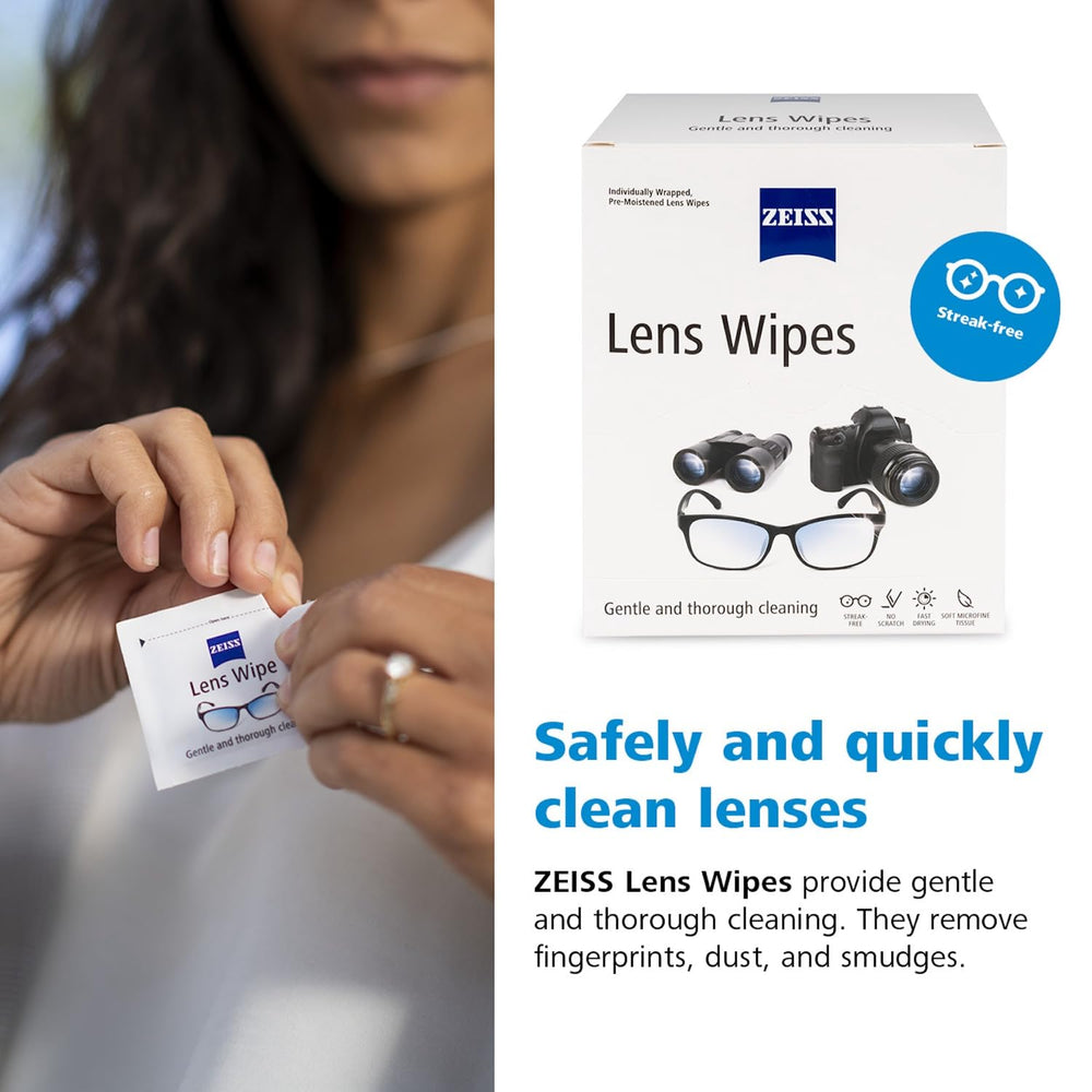 ZEISS paquete junto a teléfono para comparar tamaño y transporte sencillo