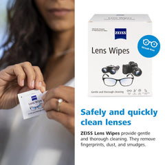 ZEISS paquete junto a teléfono para comparar tamaño y transporte sencillo